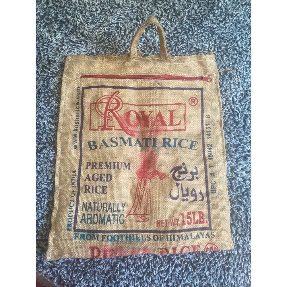 Burlap Beach Bag / Tote - Royal Balsamic Rice Bags - Boho Style